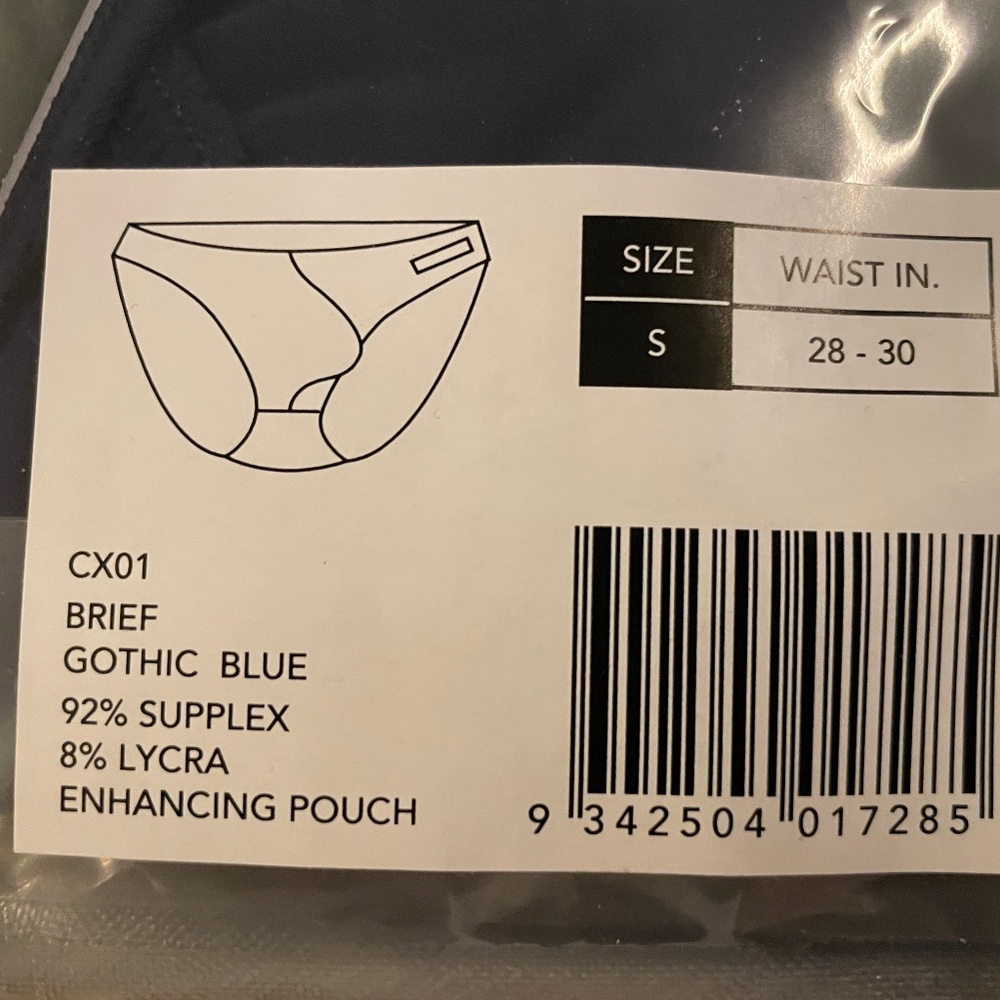 Cocksox Bundle: 2 Pair Githic Blue Sport Brief 28-30 Sz. S  Brand New in Package